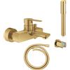 Grohe Lineare miscelatore monocomando per vasca, a parete, con set doccia, oro spazzolato - 33850GN1