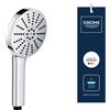Grohe 1348630000 Vitalio Joy+ 120 manopola doccia a 3 getti con AquaBooster, risparmio idrico, finitura cromo