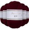 Utopia Crafts JOY DK, 5 gomitoli di filato acrilico da 50 g (250 g), lana per uncinetto e maglia, morbida lana per lavorare a maglia (bordeaux)