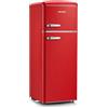 SEVERIN FRIGORIFERO COMBINATO SEVERIN Frigo-congelatore doppia porta retrò 206L, Capacità netta totale 206 l, Rumorosità: 39 dB(A), 4 ripiani, Dimensioni: L 55 cm A 144 P 57,5 cm, Rosso, Classe E