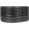 Logitech ERGO Wave Keys, tastiera di dimensioni standard (100%), wireless, con tecnologia RF e Bluetooth, tasti a membrana, layout AZERTY, colore grigio