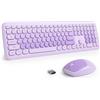 Merkloos Tastiera e mouse wireless - Combo tastiera e mouse senza fili - Stile macchina da scrivere retrò - 104 tasti - Viola