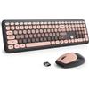 Merkloos Tastiera wireless e mouse - Tastiera retrò a tasti rotondi - 2,4 GHz - 110 tasti - Nero