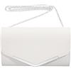 DOITOOL Borsa da Donna Catena, Pochette Raffinata Bianca | Effetto Glitter, PU Finitura Argento, Tracolla in Metallo Staccabile, per Cerimonie e Party