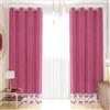 PETTI Artigiani Italiani Tende in Velluto con Pizzo Rebrodè, Coppia di 2 Pannelli 140x280 cm con Anelli per Soggiorno e Camera da Letto, Fucsia, Made in Italy