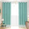 PETTI Artigiani Italiani Tende in Velluto con Pizzo Rebrodè, Coppia di 2 Pannelli 140x280 cm con Anelli per Soggiorno e Camera da Letto, Tiffany, Made in Italy