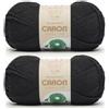 Caron Simply ME - Gomitolo di filato nero, 2 confezioni da 200 g, 62% acrilico, 20% nylon, 18% lana, #5 Bulky, 220 m, per maglia/uncinetto