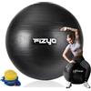 Fizyo Palla da ginnastica 65 cm nera con pompa ad aria - Pezziball antiscivolo per yoga, pilates, ginnastica, equilibrio & core allenamento, palla da seduta per ufficio e casa