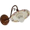 Petra Lux Applique rustica in ceramica con piatto bianco d.18 lavorato a mano filo COTTO decoro AUTUNNO con struttura nero-rame 1XE27 - 40048/20