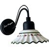 Petra Lux Applique rustica in ceramica con piatto bianco d.18 lavorato a mano filo VERDE decoro CAMPANELLA con struttura nero-opaco 1XE27 - 40049CAMP/20