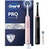 Oral-B Pro Series 3, 2 Spazzolini Elettrici, 3 Testina, Nero/Rosa | Ricaricabili, 3 Testine di Ricambio per Spazzolino Elettrico, Gengive Protette, Pulizia Denti Efficace
