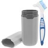INOOMP Spazzolino Viaggio Kit per Dentiera, Doppia Testina, Custodia Blu | Kit Pulizia Dentiera, Spazzolino per Protesi Dentarie, Uso Viaggio Ufficio, per Allineatori e Contenitore