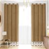 PETTI Artigiani Italiani Tende in Velluto con Pizzo Rebrodè, Coppia di 2 Pannelli 140x280 cm con Anelli per Soggiorno e Camera da Letto, Tortora, Made in Italy