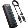 ICY BOX Club Hub 6110 (10 porte, 10 Gbps USB), USB 3.2 Gen 2 (3.1 Gen 2) tipo B, USB 3.2 Gen 2 (3.1 Gen 2) tipo A, 10000 Mbit/s, nero, alluminio, accessibilità, prestazioni