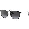 Rayban - Lunettes de soleil lifestyle - Erika Metal Polished Black Light Grey Gradient Dark Grey - Nero