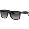 Rayban - Occhiali da sole lifestyle - Justin Classic Matte Rubber Black Dark Grey in Nylon - Nero