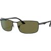 Rayban - Occhiali da sole lifestyle polarizzati - RB3498 Polished Black G-15 Green in Alluminio - Nero