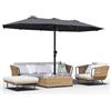 IdealHouse Ombrellone doppio 460x270 cm Ombrellone Grande | rettangolare, con meccanismo a manovella, struttura in ferro, tetto resistente ai raggi UV, 12 stecche resistenti al vento