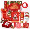 SHOPPGO Set Natale Regalo, Set Regalo Natale Donna, Cura Corpo Donna Set Regalo | 8PCS Set Donna Regalo con Creme Corpo, Crema Mani, Maschera Viso, Maschera Piedi, Sapone, Burro Labbra, Asciugamani Natalizi