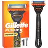 Gillette Fusion5 Power - Rasoio da uomo, il numero 1 mondiale tra le 5 lame, nero/arancione, rasoio potente + 1 lama