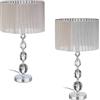 Relaxdays Lampada da Tavolo, Set da 2 Abat Jour con Base in Vetro e Paralume in Tessuto, E27, HxD: 53x29,5 cm, Argento