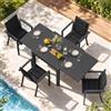 JUMMICO 4 Persone Set Tavolo e Sedie Da Giardino In Alluminio, 4 Sedie Impilabili e 1 80-160CM Tavolo Da Giardino Allungabile In Alluminio, Set Da Giardino Esterno