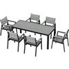 JUMMICO Set Giardino in Alluminio Effetto Legno : Tavolo + 4/6/8 Sedie. Robusto, Resistente alle Intemperie, Facile da Pulire. Perfetto per Terrazza, Giardino o Piscina