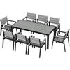 JUMMICO Set Giardino in Alluminio Effetto Legno : Tavolo + 4/6/8 Sedie. Robusto, Resistente alle Intemperie, Facile da Pulire. Perfetto per Terrazza, Giardino o Piscina