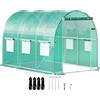 VEVOR Serra da Giardino Piante a Tunnel 6 Finestre e Porte 3 x 2,1 x 2,1m | per Uso Esterno, Struttura in Acciaio Zincato, Copertura PE Impermeabile, Peso 12,8 kg, Colore Verde, Chiusura con Cerniera