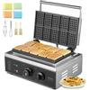 VEVOR Macchina per Waffle Commerciale, 10 pezzi per Waffle Rettangolare, Piastra Waffle Belga in Acciaio Inox Antiaderente 1550 W con Controllo Temperatura Tempo, Maniglia, per Ristorante, Panetteria