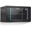 VEVOR 6U Custodia Armadio Rack per Server di Rete con Pannelli Laterali | Profondità 14,8 pollici, Portata max 200 Libbre, Vetrina Porta in Vetro Bloccabile, per Apparecchiature IT, Dispositivi A/V
