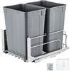 VEVOR Pattumiera Estraibile, ca. 39,8 L x 2, Doppio Contenitori per Rifiuti da Cucina Sottotop, Cestino per la Raccolta Differenziata, con Kit Porta e Chiusura per Mobili da Cucina, Grigio