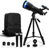 UncleHu Telescopio 90/500mm per Adulti Principianti, 25-250X Telescopio Astronomico con Treppiede&Adattatore Smartphone&Filtro Lunare&Zaino,Telescopio Portatile per Osservazione Terrestre Lunare, Nero