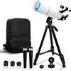 UncleHu Telescopio 90/500mm per Adulti Principianti,25-250X Telescopio Astronomico con Treppiede&Adattatore Smartphone&Filtro Lunare&Zaino,Telescopi Portatile per Osservazione Terrestre Lunare,Bianco