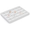 Papten Vassoio Portagioie in Pelle Bianca,vassoio Organizer 24 Scomparti | Portagioie per cassetto, inserto per gioielli,organizer,espositore per gioielli,35x24x3 cm,vassoio per gioielli impilabil