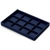 Papten Vassoio Portagioie in Pelle Blu, Vassoio Organizer A 12 Scomparti | Portagioie per cassetto, inserto per gioielli, organizer, espositore per gioielli, 35x24x3 cm, vassoio per gioielli impilabil