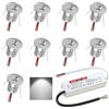 DYKUWEY Faretto da incasso 1W 9 pezzi Mini Luci da incasso 12V Faretto a LED per soffitto camera da letto Armadietto del bagno Scala per posto auto coperto (Argento Bianco Freddo 6000K)