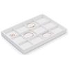 Papten Vassoio Portagioie in Pelle Bianca,vassoio Organizer A 12 Scomparti | Portagioie per cassetto, inserto per gioielli, organizer,espositore per gioielli, 35x24x3 cm,vassoio per gioielli impilabil