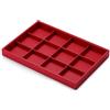 Papten Vassoio Portagioie in Pelle Rossa,vassoio Organizer A 12 Scomparti | Portagioie per cassetto, inserto per gioielli, organizer, espositore per gioielli, 35x24x3 cm, vassoio per gioielli impilabil