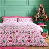 Catherine Lansfield Christmas Kitsch - Set copripiumino singolo, reversibile, colore: rosa