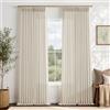 Yuanice Tende velate plissettate extra lunghe in lino, lunghezza 300 cm, per oscurare il soggiorno, decorazione per soffitti alti color avorio beige testurizzato, in misto lino, set di 2 pannelli per camera