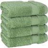 Cotton Paradise Asciugamani turchi in 100% cotone per bagno, 4 pezzi morbidi assorbenti piccoli asciugamani per viso stracci per il corpo, teli per il bagno verde salvia