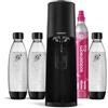 Sodastream Terra - Gasatore per realizzare acqua frizzante e bevande, nero + 3x bottiglie in plastica 1L