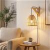 B·LED BARCELONA LED BARCELONA LED Applique da Parete CESTA Piccola in Legno con Paralume in Bambù Giallo Intrecciato Artigianale Stile Classico Moderno Vintage Lusso per Camera Salotto Comodino E27