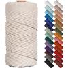 NOANTA Cordoncino macramè naturale, 3 mm x 90 metri, corda macramè beige, corda di cotone per appendere alla parete, ganci per piante, artigianato natalizio, lavoro a maglia