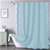ORTIGIA Tenda da doccia smerlata blu, 183 cm di larghezza x 213 cm di altezza, graziosa tenda da doccia in stile bohémien blu costiera, estetica moderna, tessuto impermeabile, shabby chic, decorazione