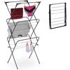 Relaxdays Stendibiancheria Verticale, Stendino Pieghevole a Torre con 18 Aste per Vestiti, 136x62x51 cm, Metallo, Nero