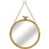 NIKKY HOME Piccoli specchi decorativi da appendere da 28 cm, vintage, rotondi, con cornice in metallo, da parete, con uccello, per bagno, soggiorno, ufficio, oro rustico
