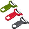KUHN RIKON Set di 3 pelapatate, verde, grigio e rosso, lama in acciaio inox, polipropilene, 3 pezzi