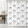 Dazzlewall Tenda Doccia Nero Bianco Fiocco 180 x 180 cm, Carino Bambina Fiocco Elegante Tenda Bagno, Impermeabile Antimuffa Tessuto Tende per Interni con 12 Ganci